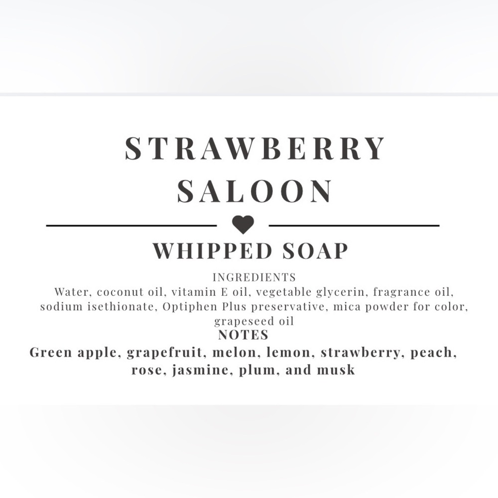 STRAWBERRY SALOON WHIPPED SOAP- handcrafted! 🍓🍓 - Picture 2 of 2